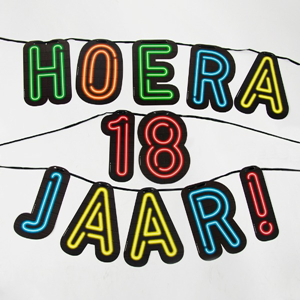 Neon slinger - Hoera 18 jaar! Neon slinger - Hoera 18 jaar!